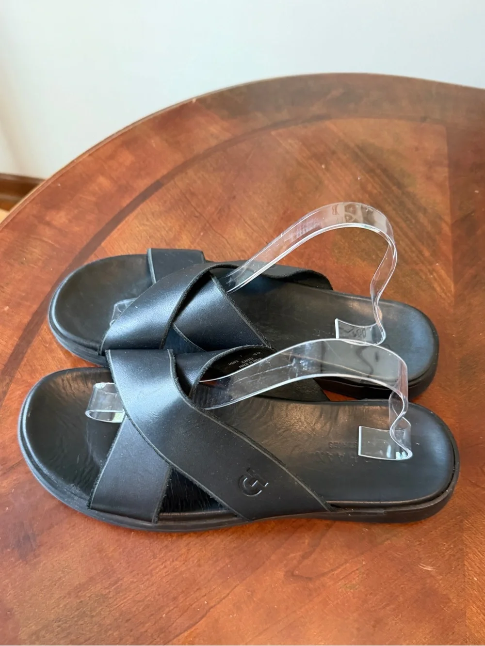 Cole Haan Grand Ambition Black Leather Slides Men’s Size 12 Criss Cross Sandals